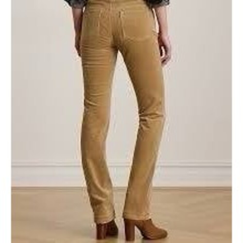 Lauren Ralph Lauren Corduroy Pants Womenโs 10P Petite Tan Beige Bootcut 5 Pocket